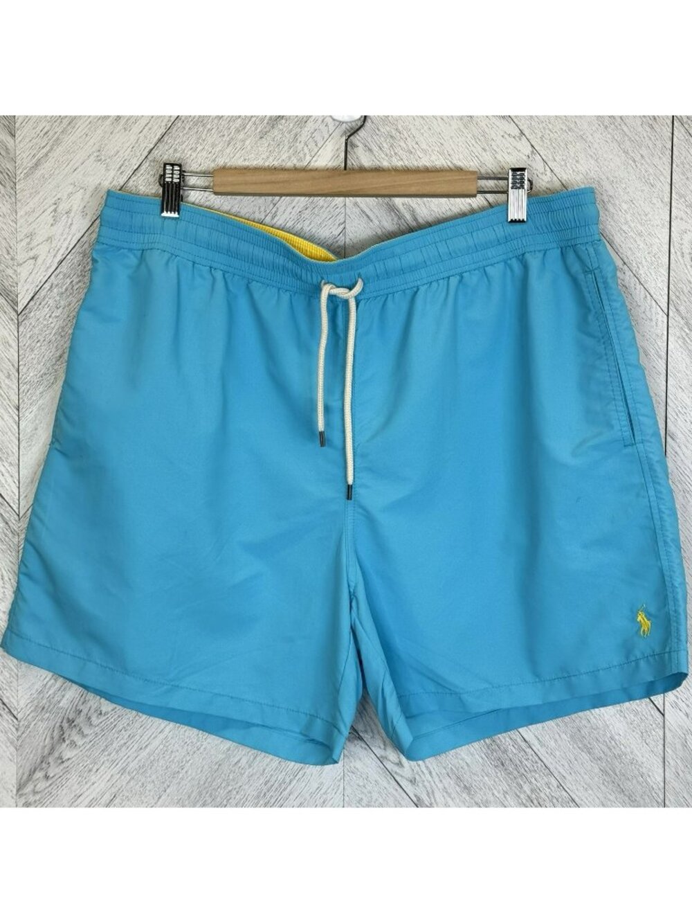 Polo Ralph Lauren Swim Trunks Shorts Mens Size XXL 2XL Blue Yellow 5" Inseam